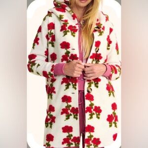 DAVI & DANI Red Floral Hooded Jacket/Shacket